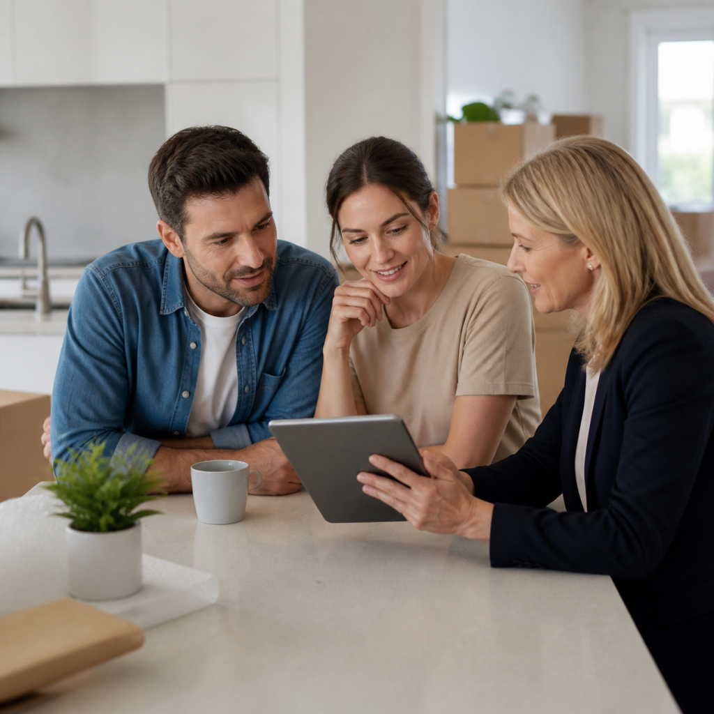 Broker explaining bridging loan timing to Australian homeowners