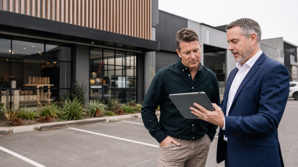 Australian business owner discussing commercial finance with a broker