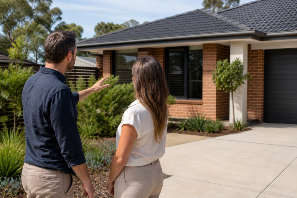 Australian property investors viewing a modern home
