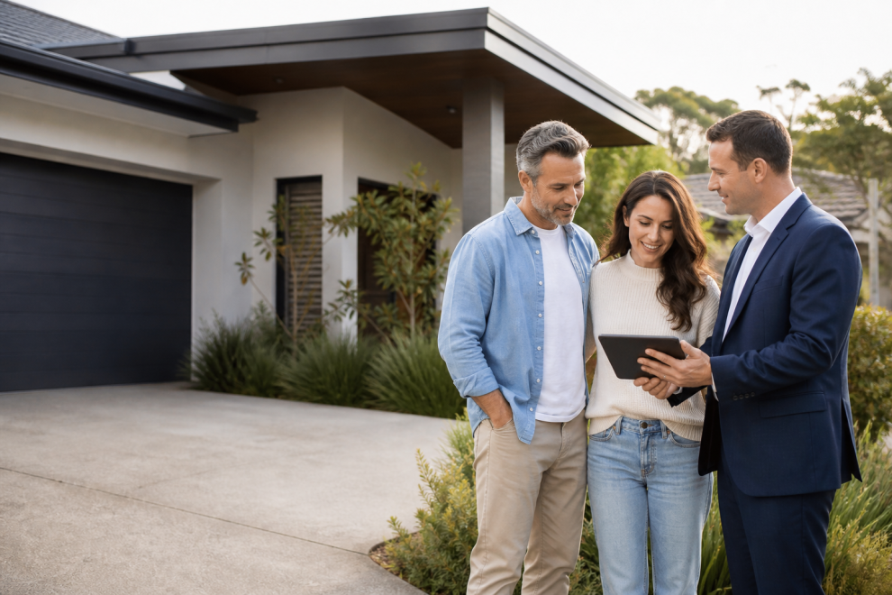 Australian homeowners reviewing refinance options with a mortgage broker