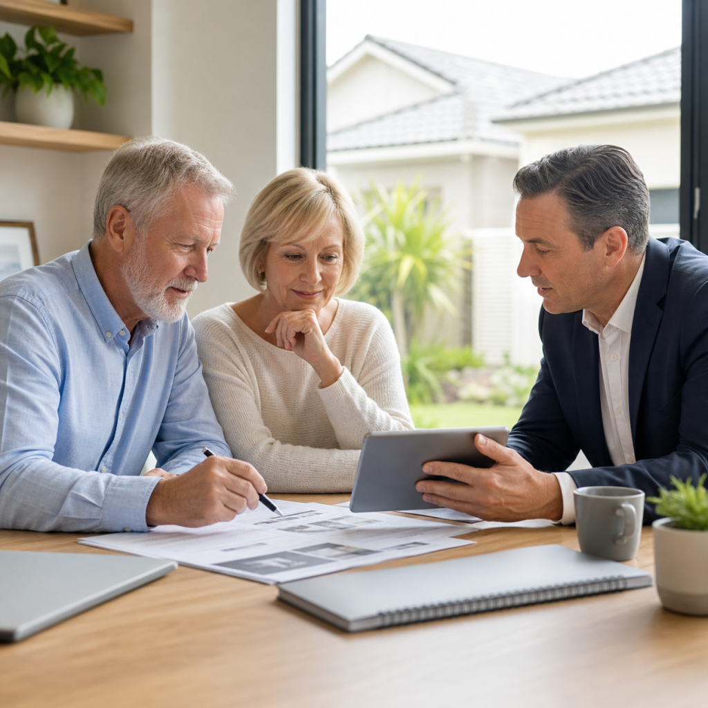 SMSF property loan discussion in a bright Australian home office